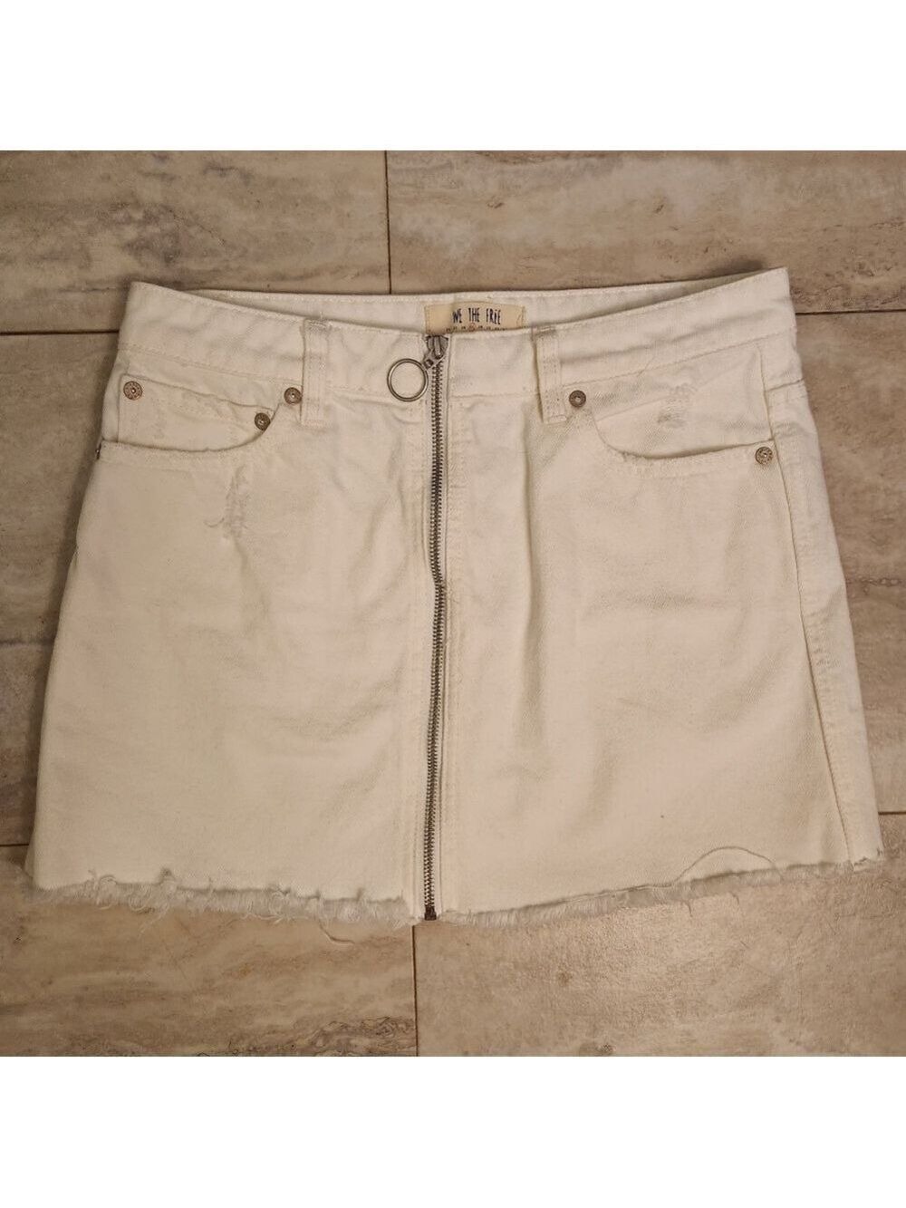 We The Free "Zip It Up" Vintage Denim Mini Skirt by Free People Sz: 4/27 Cotton - Picture 2 of 13